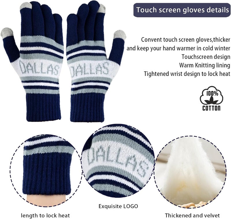 mtstaowe Vintage Classic Skull Cap Beanie Hat Cuffed Winter Hat Knit Comes with Warm Gloves Gifts for Men Women Fans - Image 3
